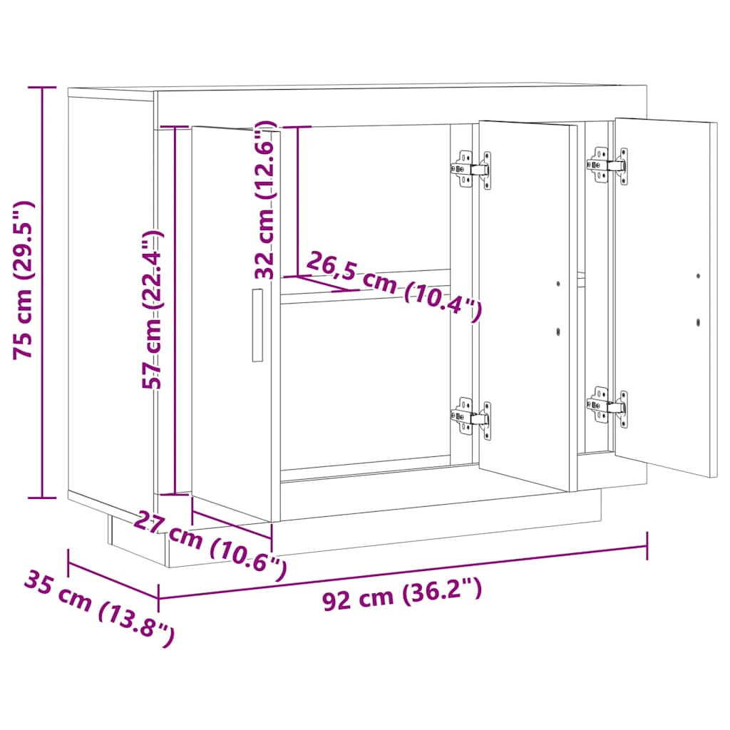 Buffet vieux bois 92x35x75 cm bois d'ingénierie