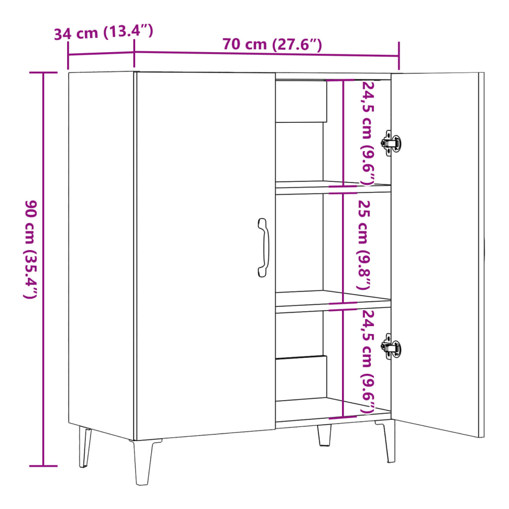 Buffet vieux bois 70x34x90 cm bois d'ingénierie