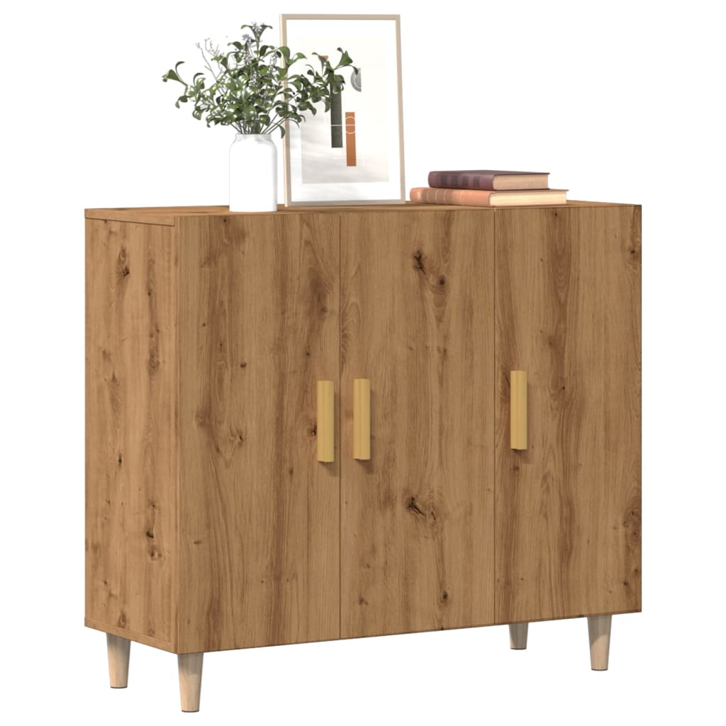 Buffet chêne artisanal 90x34x80 cm bois d'ingénierie