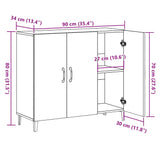 Buffet vieux bois 90x34x80 cm bois d'ingénierie