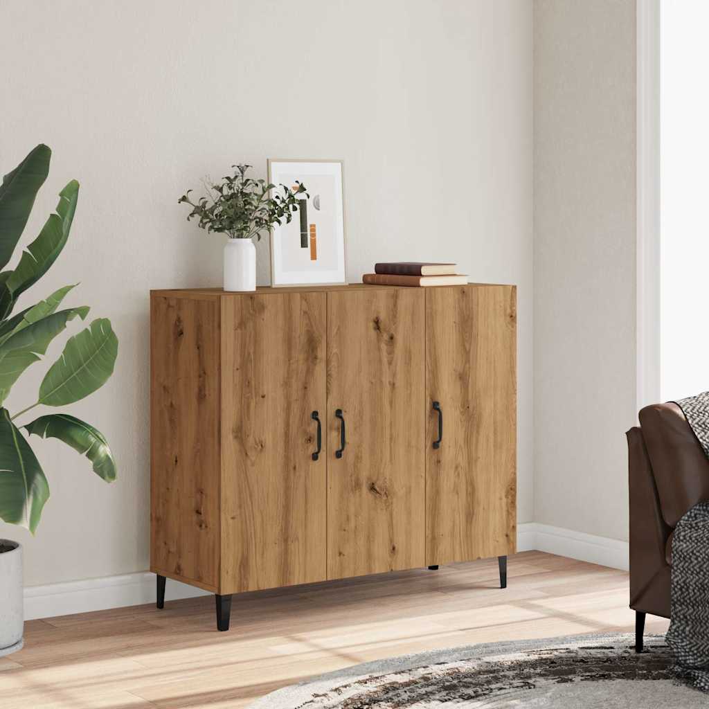 Handcrafted oak sideboard 90x34x80 cm engineered wood