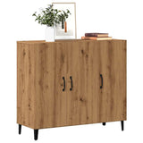 Handcrafted oak sideboard 90x34x80 cm engineered wood