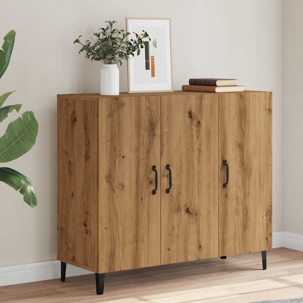 Handcrafted oak sideboard 90x34x80 cm engineered wood