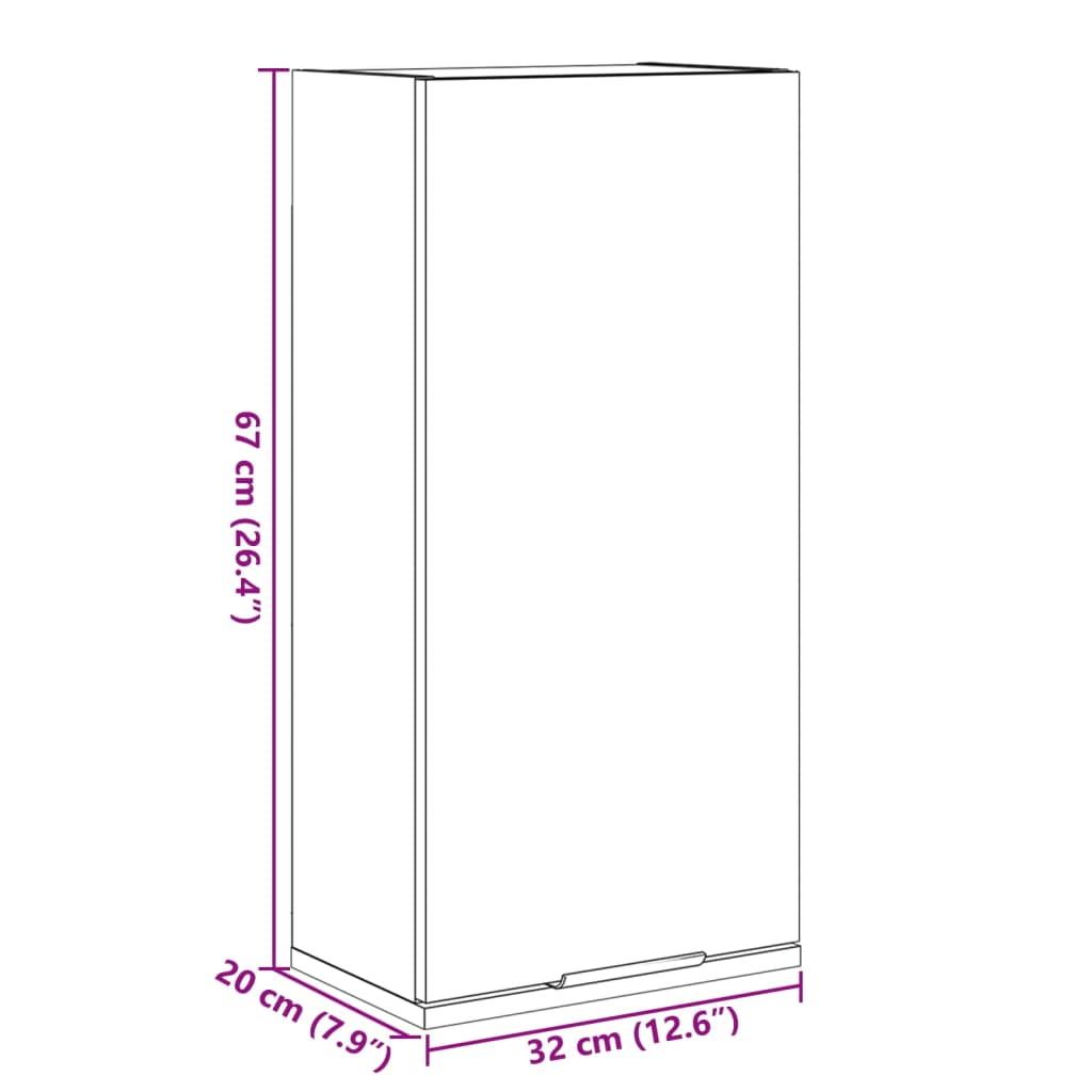 Armoire de salle de bain murale chêne artisanal 32x20x67 cm