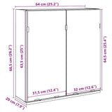 Armoire à miroir de salle de bain vieux bois 64x20x66,5 cm