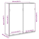 Armoire à miroir de salle de bain chêne artisanal 64x20x66,5 cm