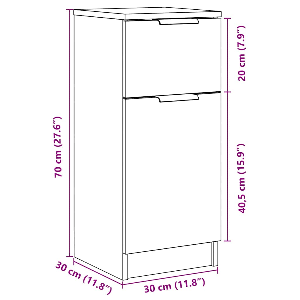 Buffet vieux bois 30x30x70 cm bois d'ingénierie