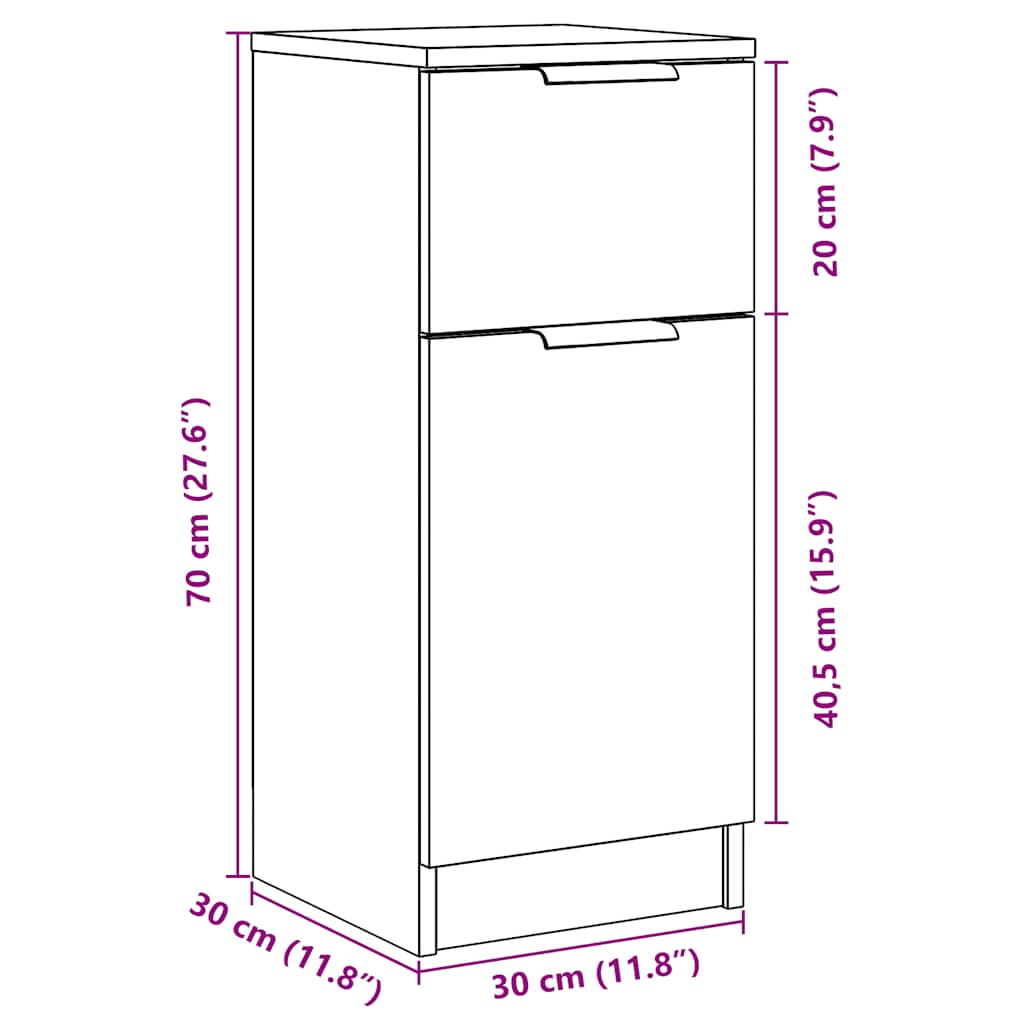 Buffets 2 pcs chêne artisanal 30x30x70 cm bois d'ingénierie