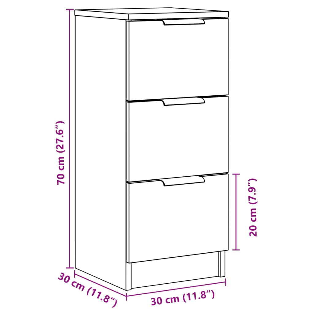 Buffet vieux bois 30x30x70 cm bois d'ingénierie