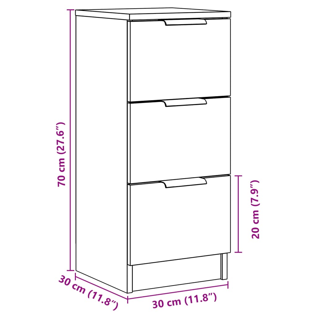 Buffets 2 pcs vieux bois 30x30x70 cm bois d'ingénierie