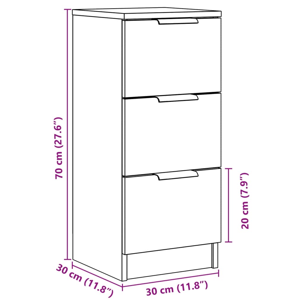 Buffets 2 pcs chêne artisanal 30x30x70 cm bois d'ingénierie