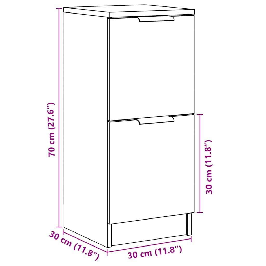 Buffets 2 pcs vieux bois 30x30x70 cm bois d'ingénierie