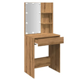 Dressing table with LED handcrafted oak 60x40x140 cm