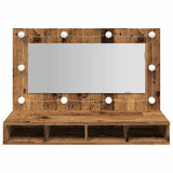 Armoire à miroir avec LED vieux bois 90x31,5x62 cm