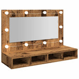 Armoire à miroir avec LED vieux bois 90x31,5x62 cm