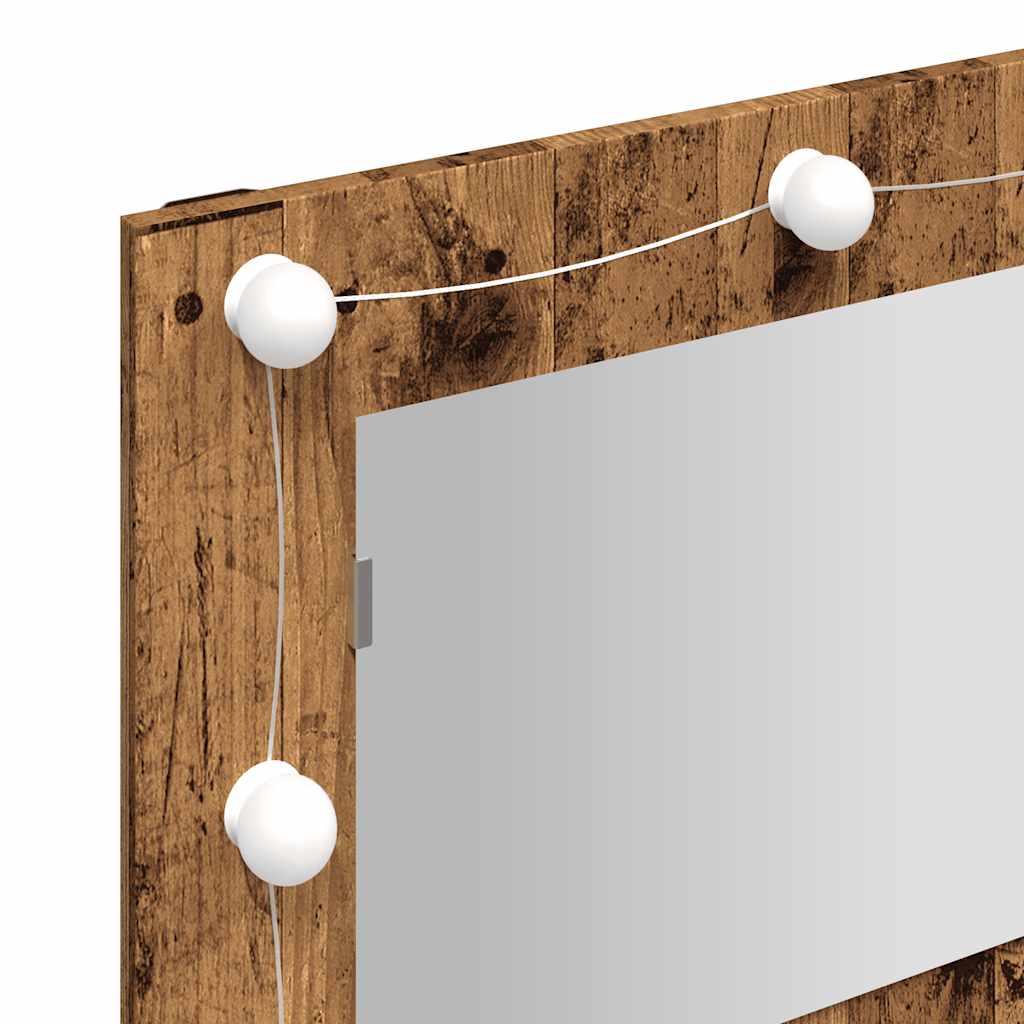 Armoire à miroir avec LED vieux bois 90x31,5x62 cm