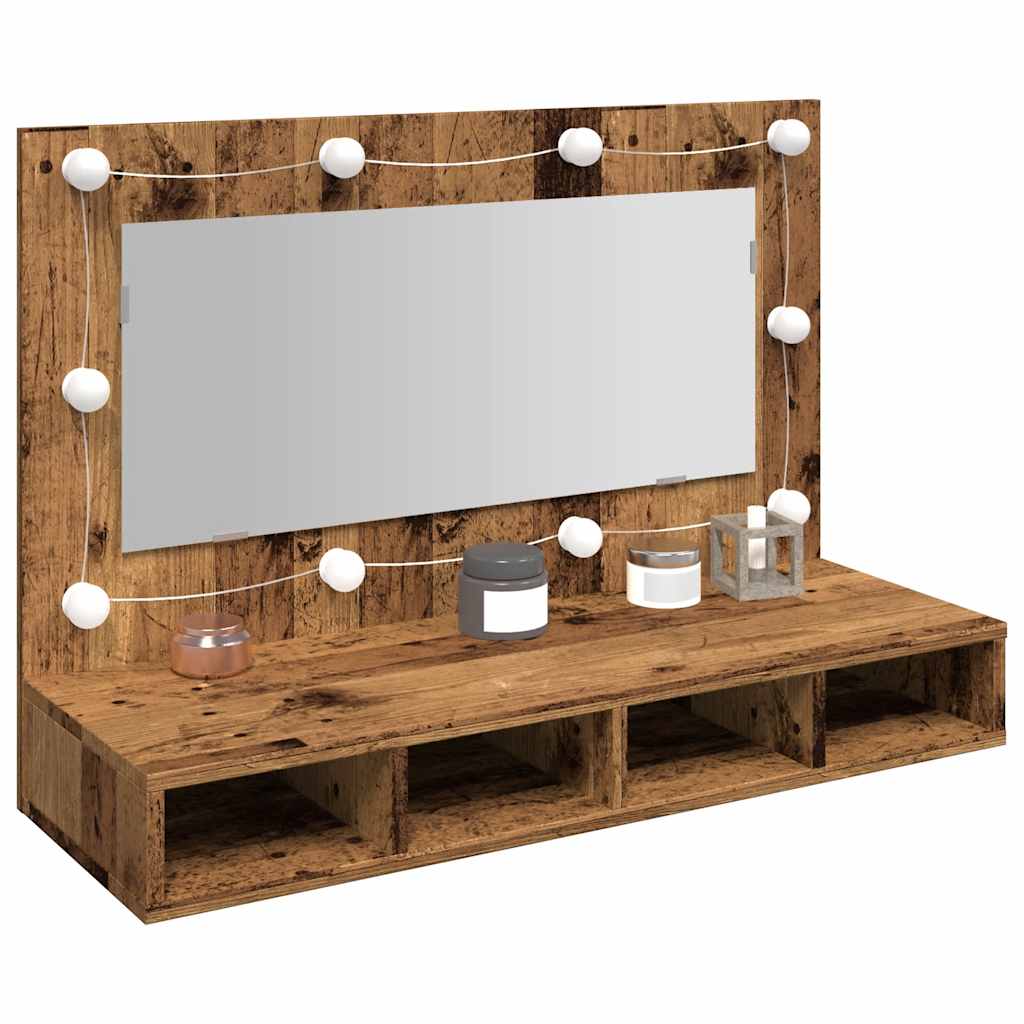 Armoire à miroir avec LED vieux bois 90x31,5x62 cm