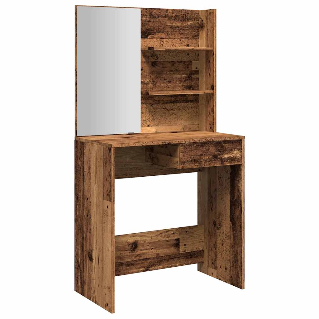 Dressing table with old wood mirror 74.5x40x141 cm