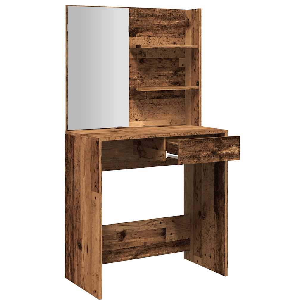 Dressing table with old wood mirror 74.5x40x141 cm