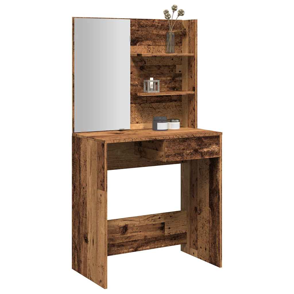 Dressing table with old wood mirror 74.5x40x141 cm