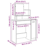 Schminktisch mit Altholzspiegel 86,5x35x136 cm