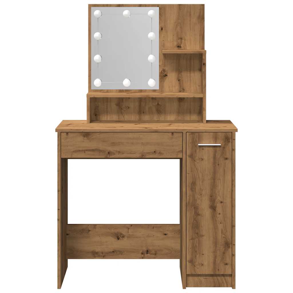 Dressing table with LED oak craft 86.5x35x136 cm