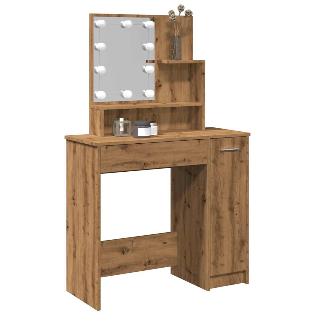 Dressing table with LED oak craft 86.5x35x136 cm