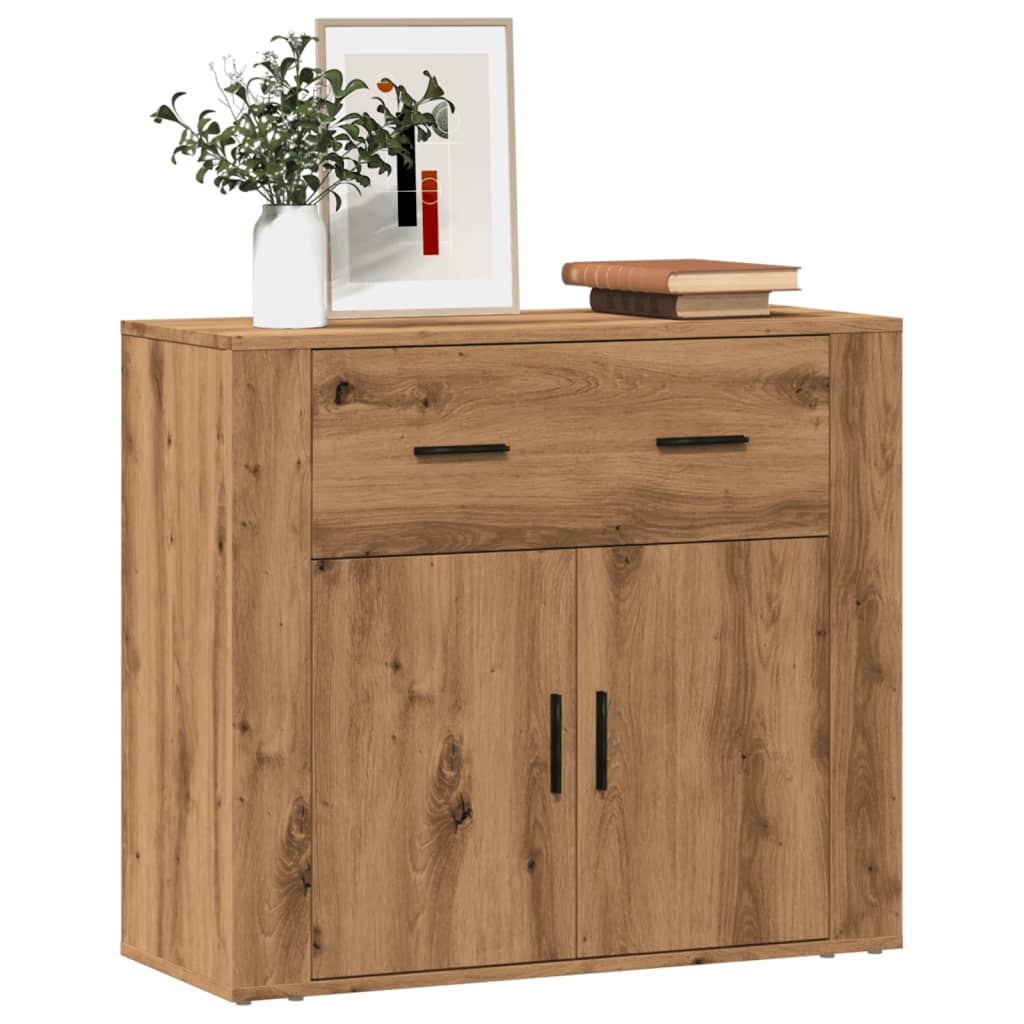 Buffet chêne artisanal 80x33x70 cm bois d'ingénierie