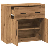 Buffet chêne artisanal 80x33x70 cm bois d'ingénierie