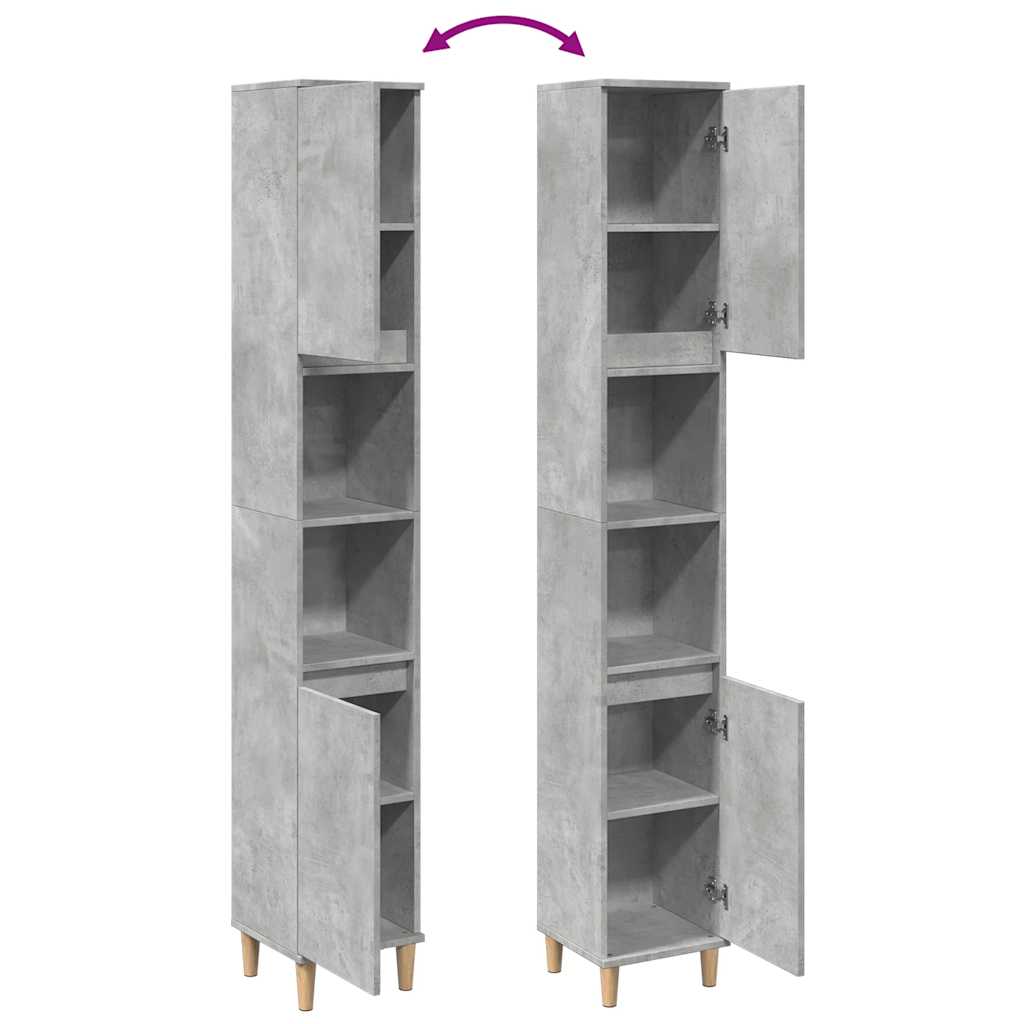 Armoire de salle de bain gris béton 30x30x190 cm