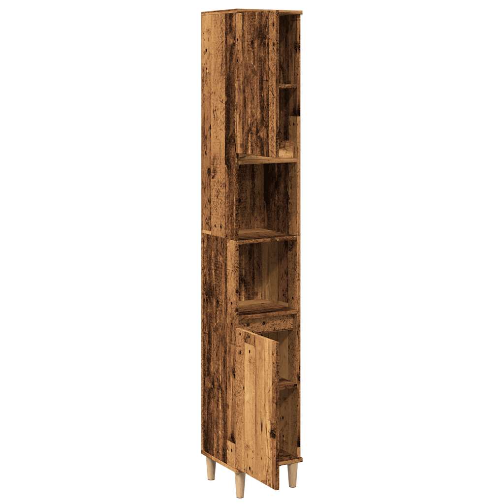 Armoire de salle de bain vieux bois 30x30x190cm bois ingénierie