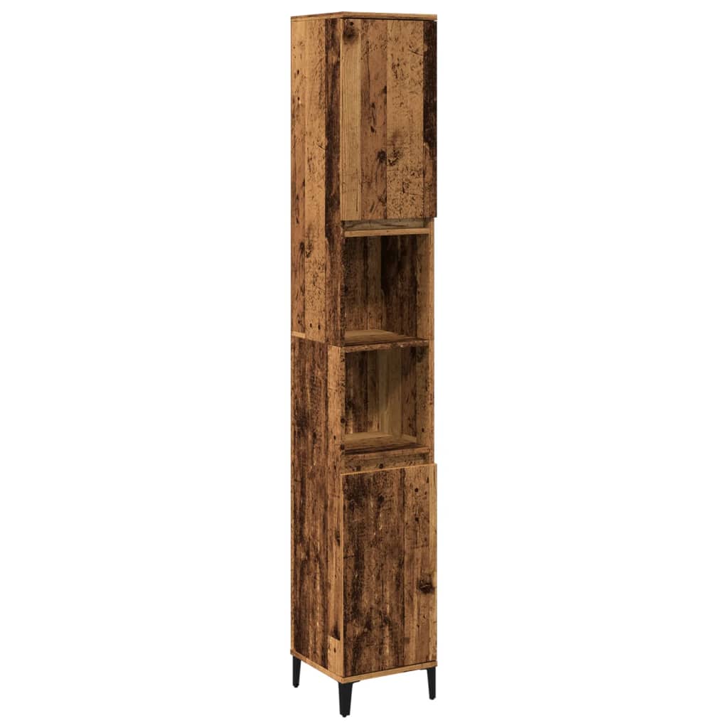 Armoire de salle de bain vieux bois 30x30x190cm bois ingénierie