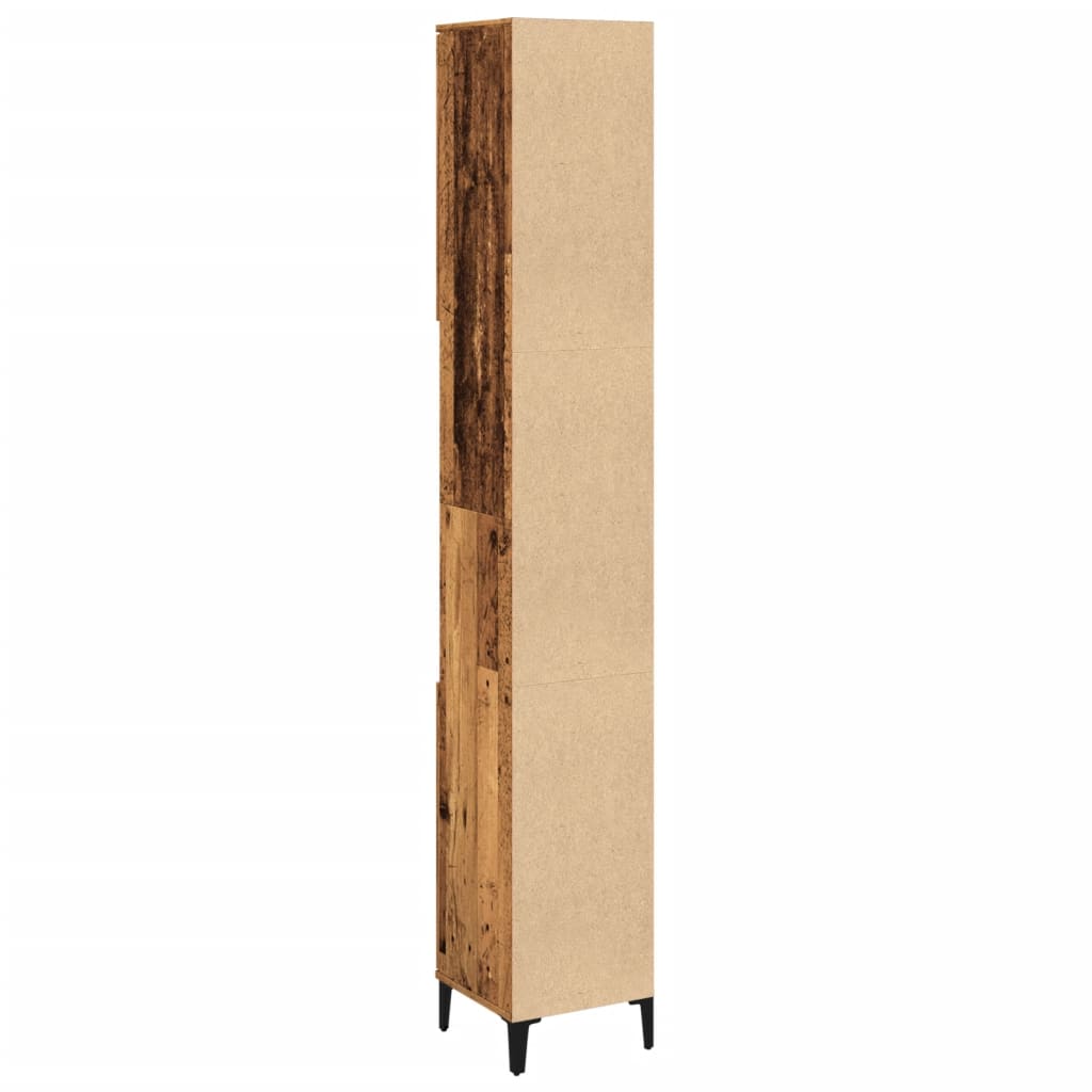 Armoire de salle de bain vieux bois 30x30x190cm bois ingénierie