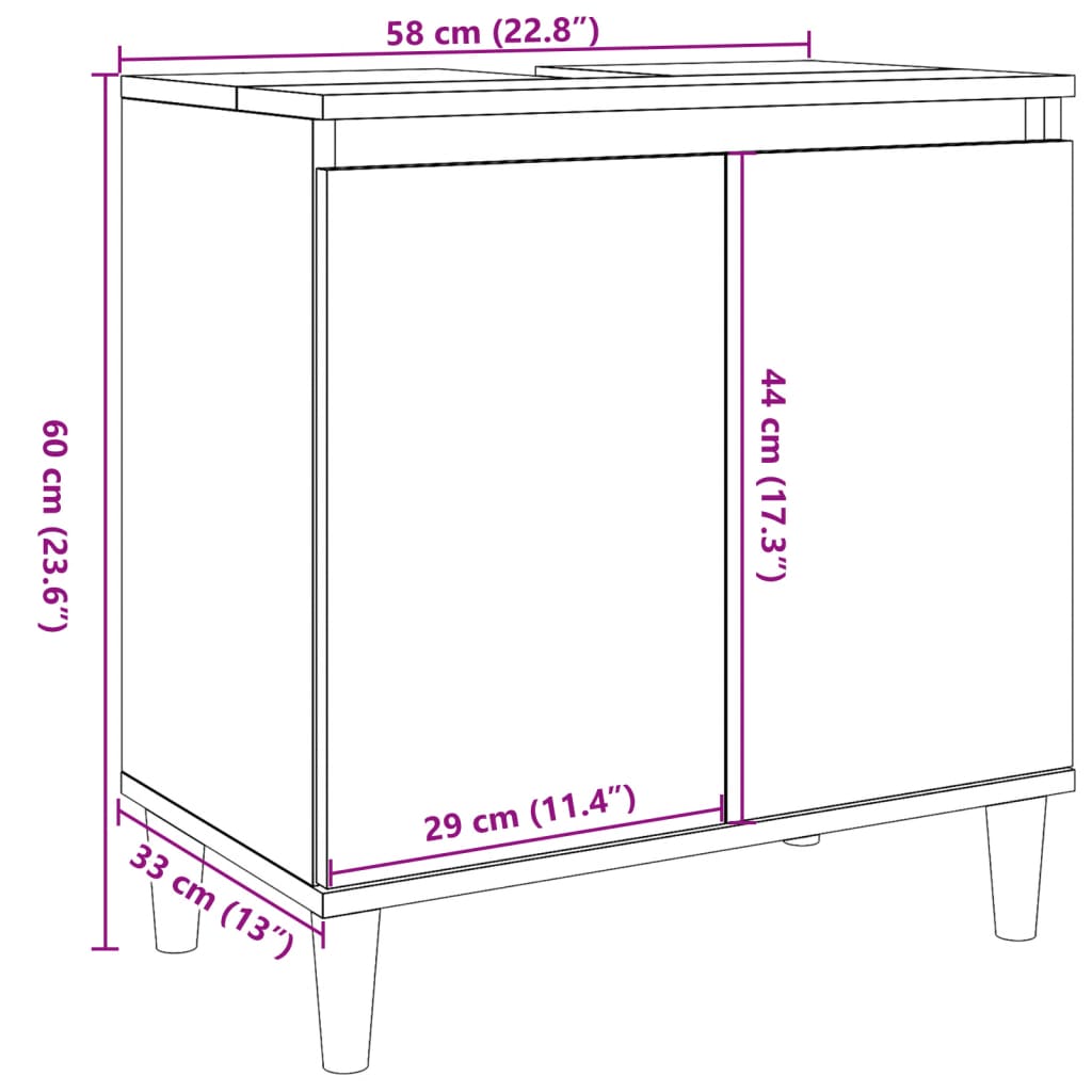 Armoire d'évier vieux bois 58x33x60 cm bois d'ingénierie