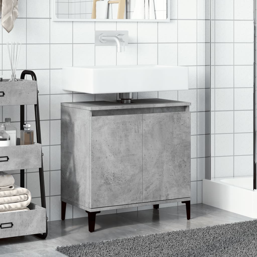 Concrete gray sink cabinet 58x33x60 cm engineered wood