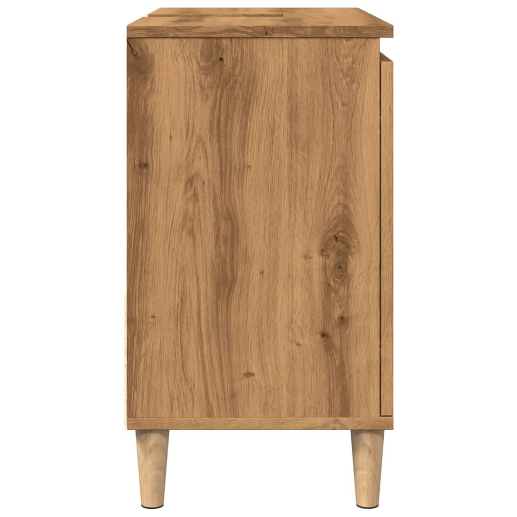 Armoire lavabo chêne artisanal 65x33x60 cm bois d'ingénierie