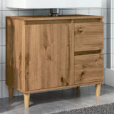 Armoire lavabo chêne artisanal 65x33x60 cm bois d'ingénierie