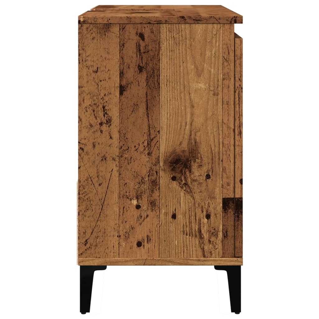 Armoire lavabo vieux bois 65x33x60 cm bois d'ingénierie