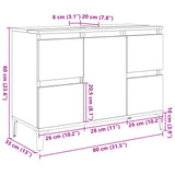 Meuble d'évier gris béton 80x33x60 cm bois d'ingénierie