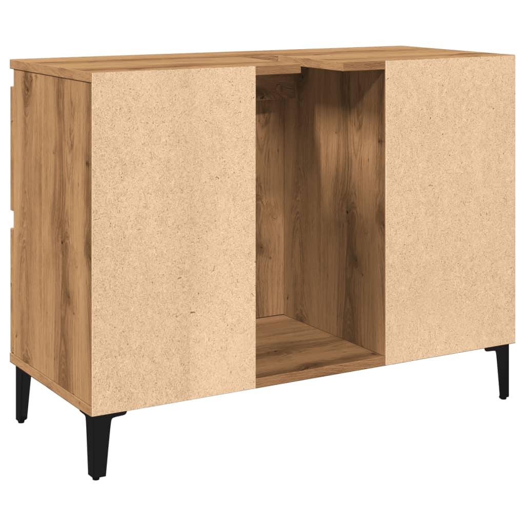 Armoire d'évier chêne artisanal 80x33x60 cm bois d'ingénierie