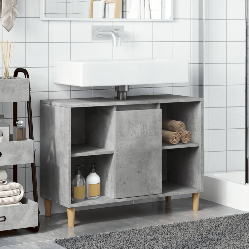 Concrete gray bathroom cabinet 80x33x60cm engineered wood