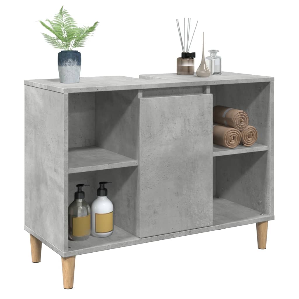 Concrete gray bathroom cabinet 80x33x60cm engineered wood