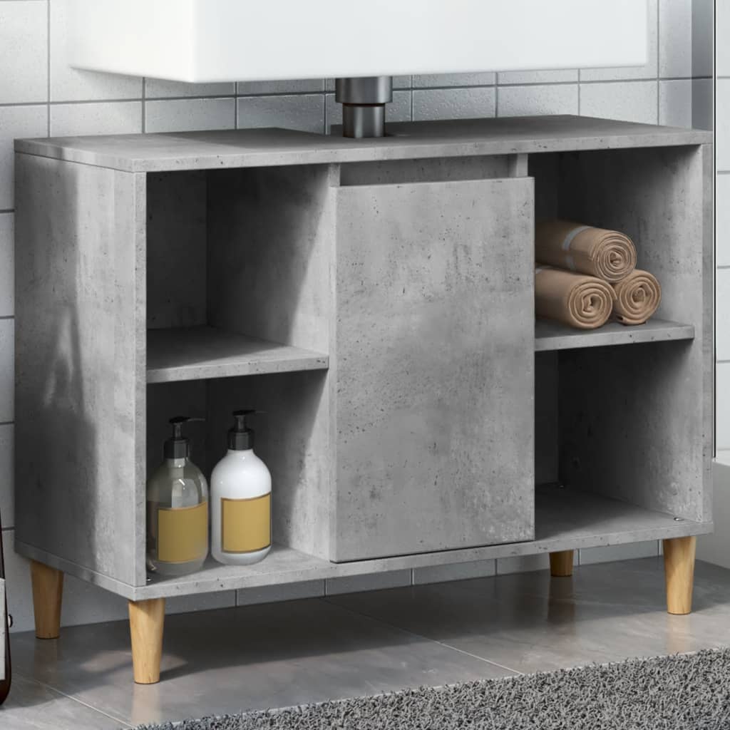 Armoire salle de bain gris béton 80x33x60cm bois d'ingénierie