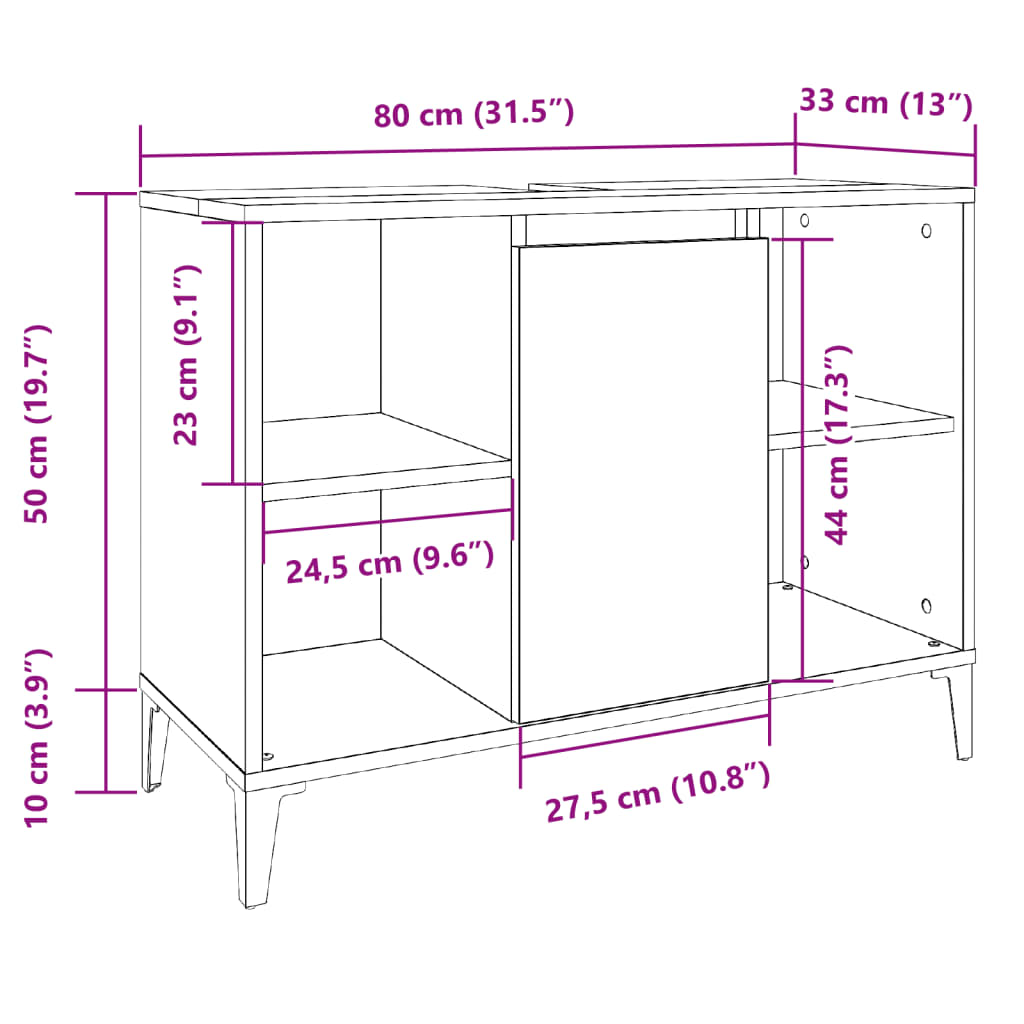 Armoire d'évier vieux bois 80x33x60 cm bois d'ingénierie