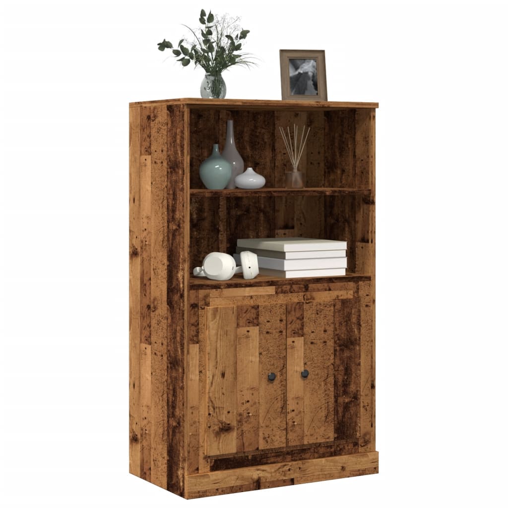 Buffet haut vieux bois 60x35,5x103,5 cm bois d'ingénierie