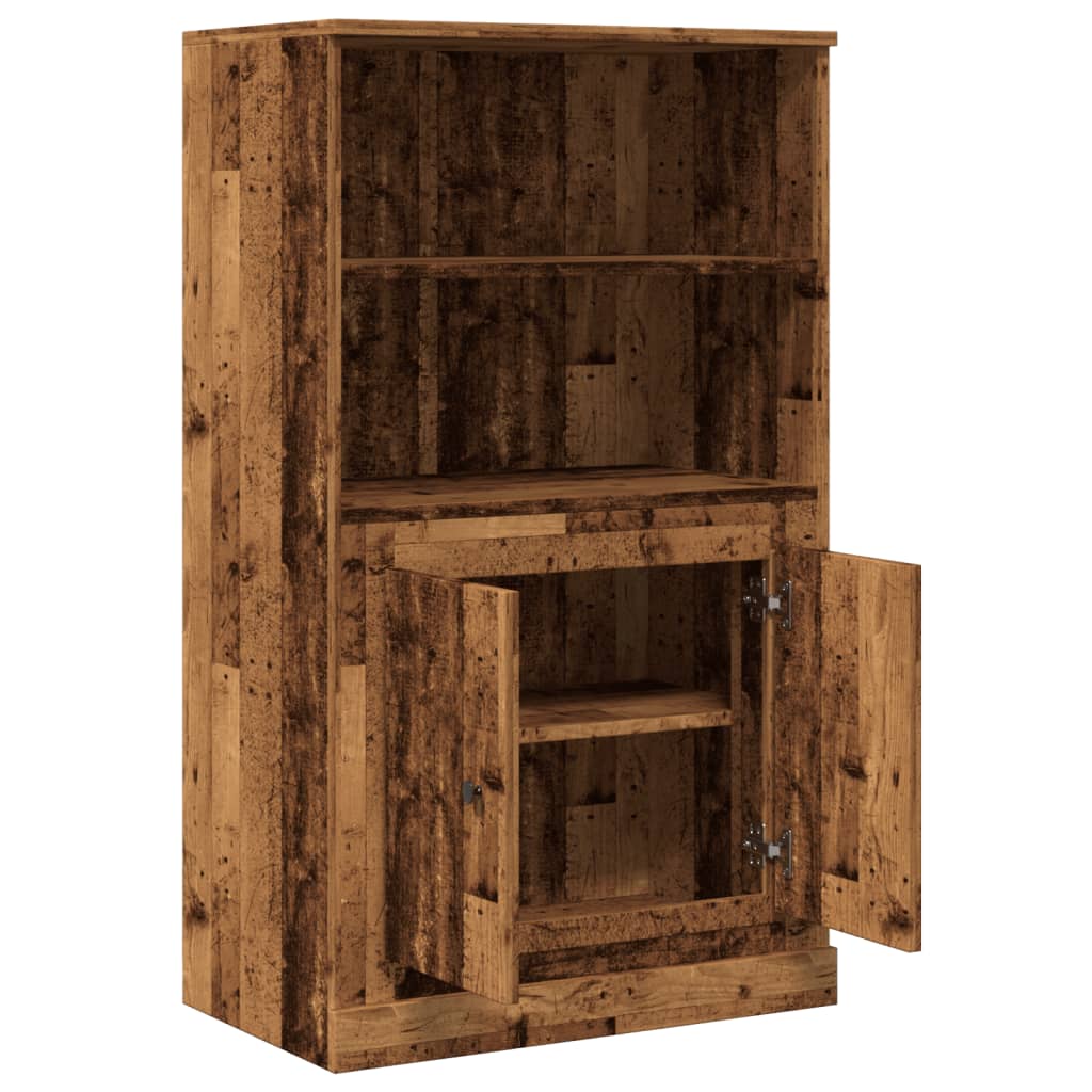 Buffet haut vieux bois 60x35,5x103,5 cm bois d'ingénierie