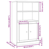 Buffet haut chêne artisanal 60x35,5x103,5 cm bois d'ingénierie