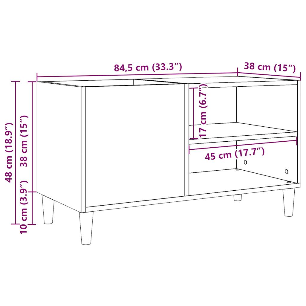 Armoire à disques chêne artisanal 84,5x38x48 cm bois ingénierie