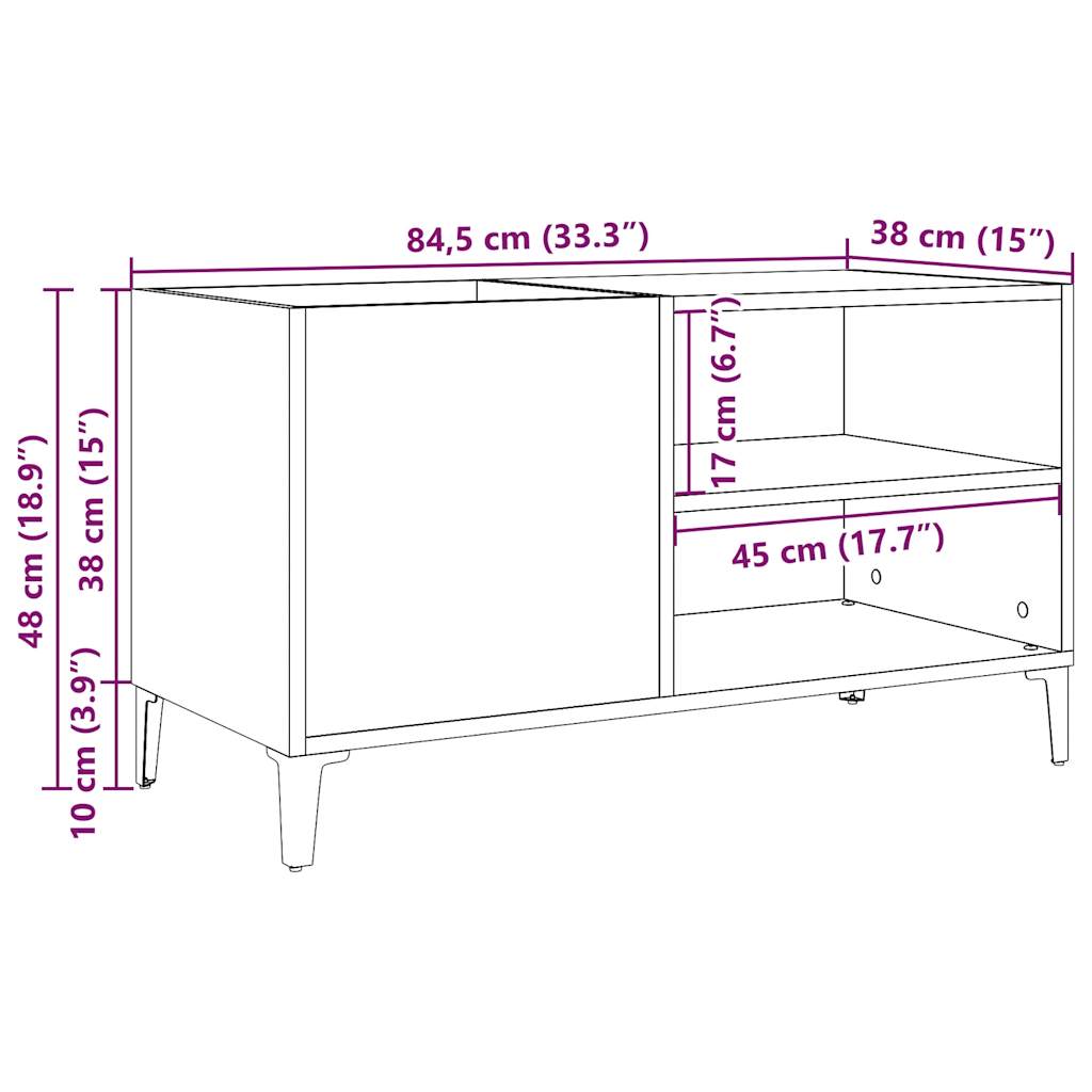 Armoire à disques vieux bois 84,5x38x48 cm bois d'ingénierie