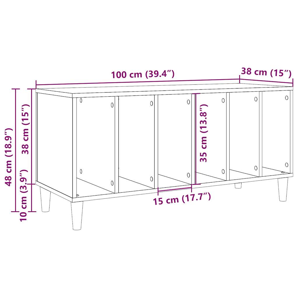 Old wood record cabinet 100x38x48 cm engineered wood